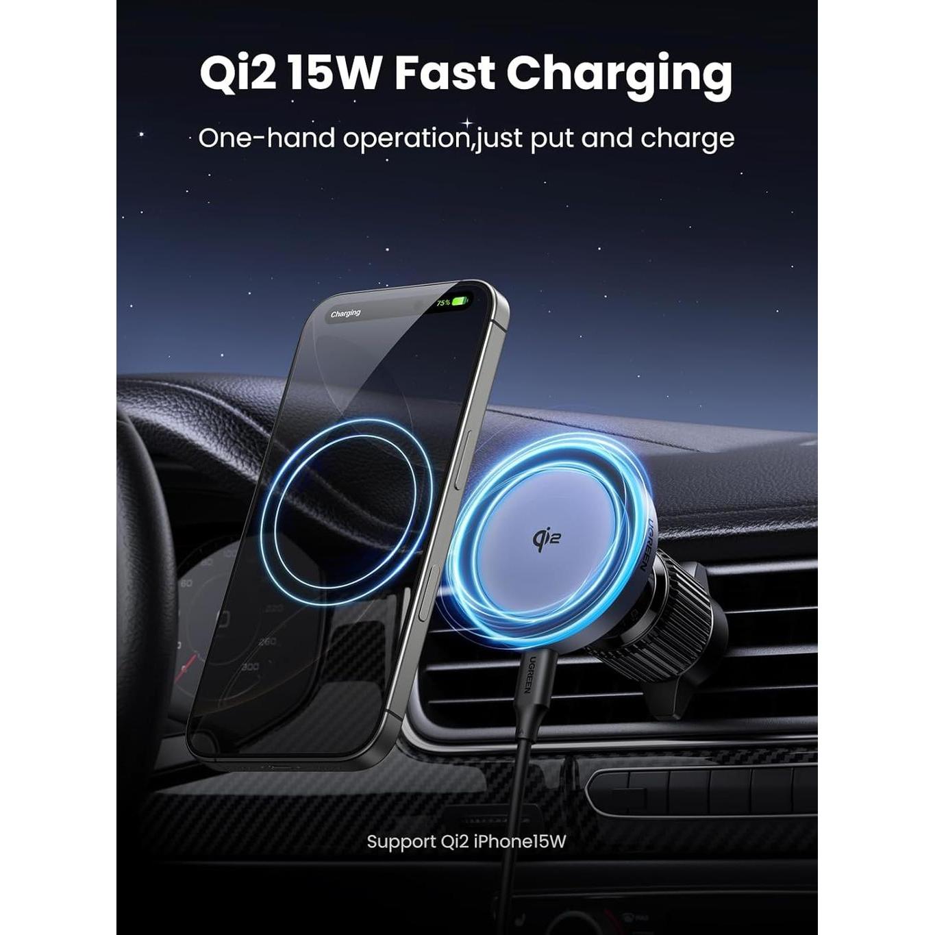 UGREEN Magnetic Car Wireless Charger 15W - W708