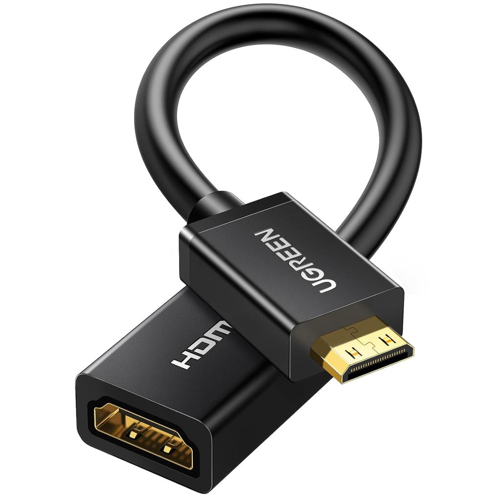 UGREEN Mini HDMI Male to HDMI Female Adapter Cable 22cm (Black) 20137