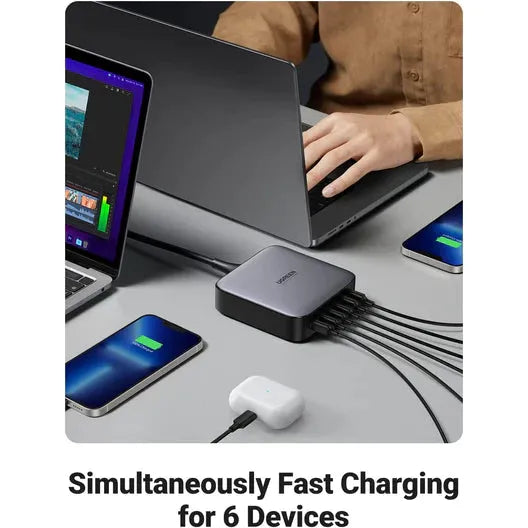 UGREEN Nexode 200W 6-Port GaN Desktop Fast Charger UK (Space Gray) CD271