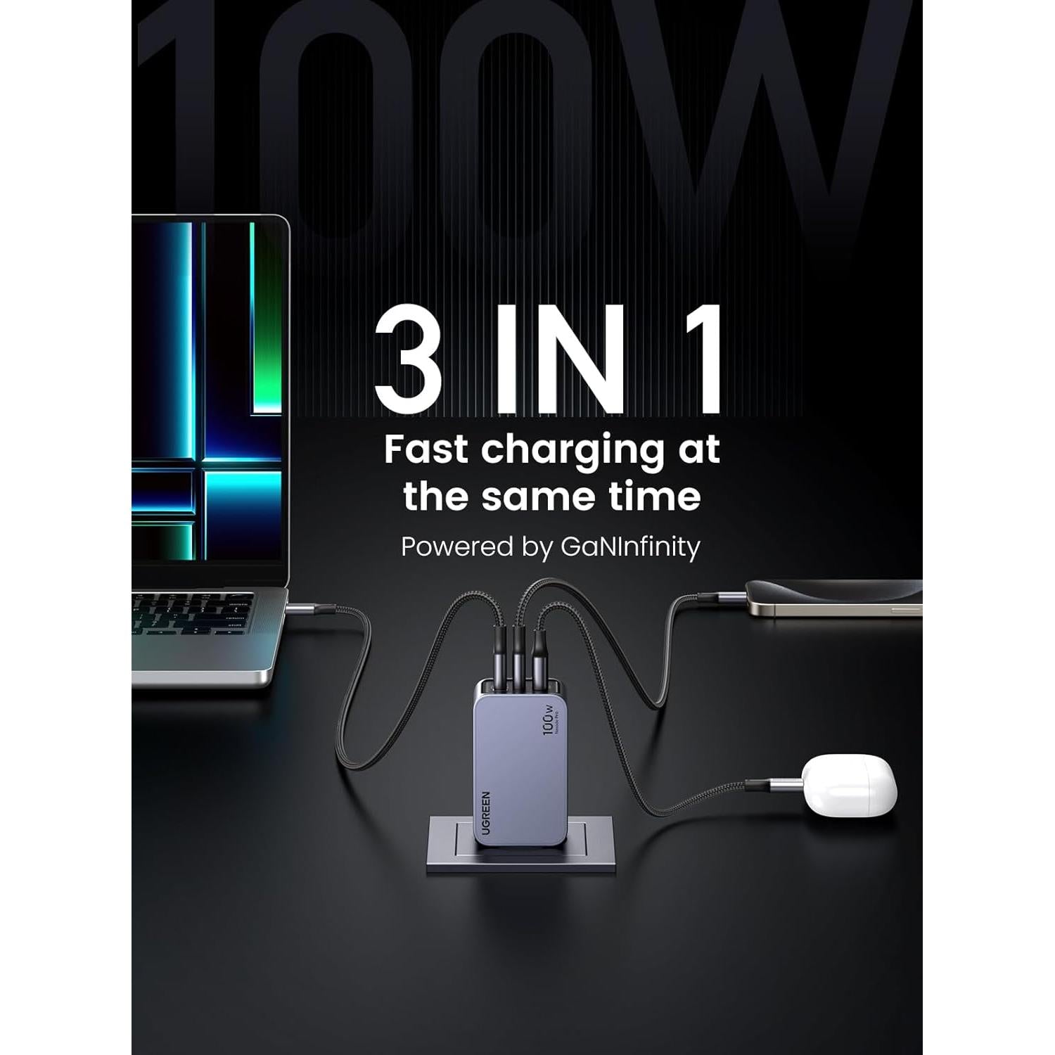 UGREEN Nexode Pro 100W 3-Port GaN Fast Charger Set UK X757