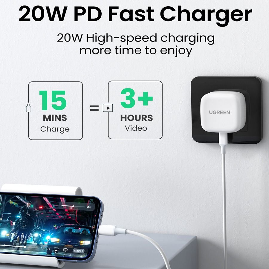 UGREEN PD 20w Fast Charger UK White - CD137-W