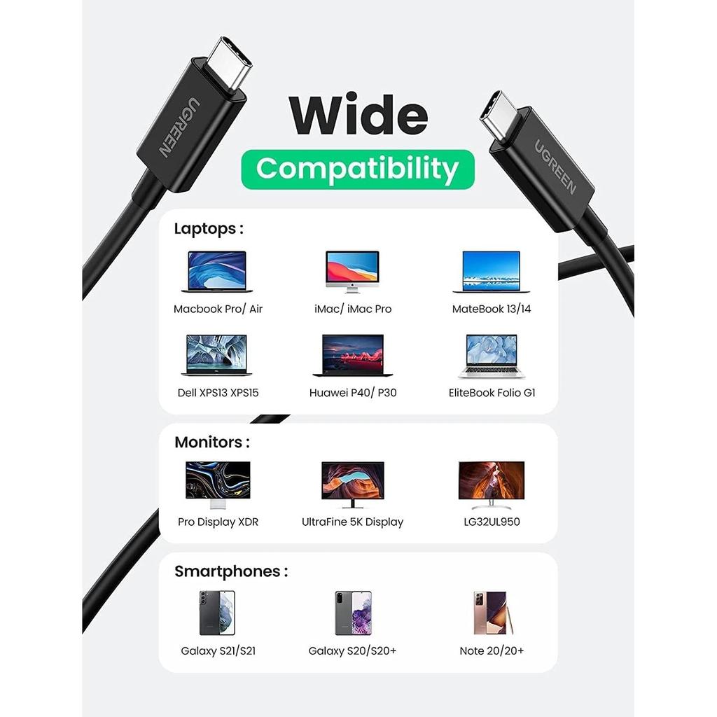UGREEN Thunderbolt 4 USB-C Cable 0.8m BL- US501