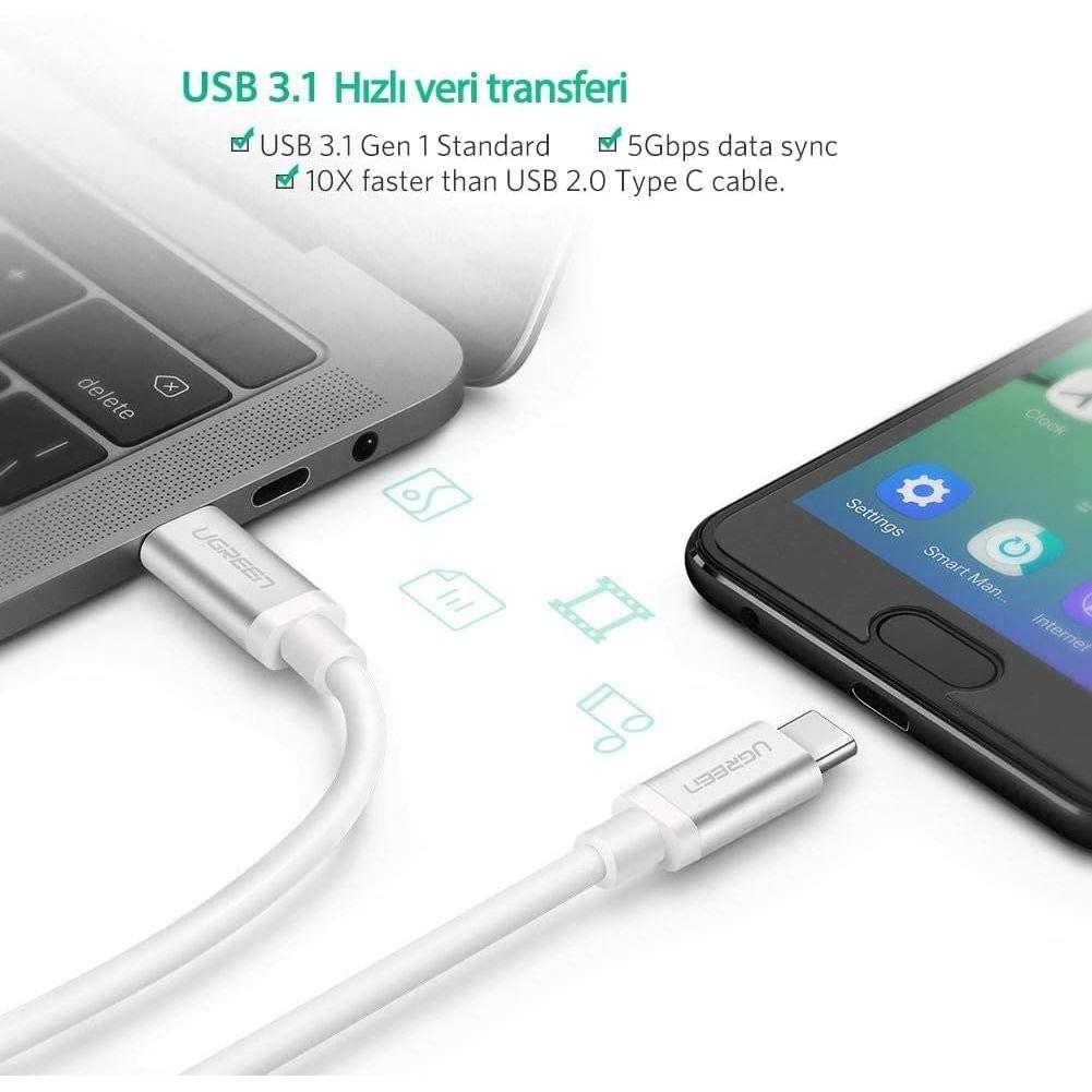 UGREEN USB C 2.0 C M/M ABS Cover 1.5m - White US264