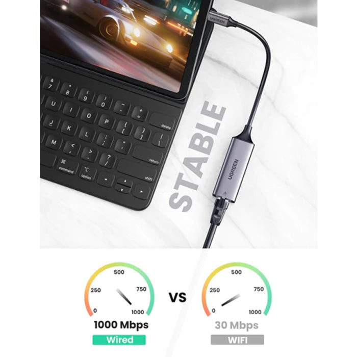 UGREEN USB Type C to 10/100/1000M Ethernet Adapter (Space Gray) CM199