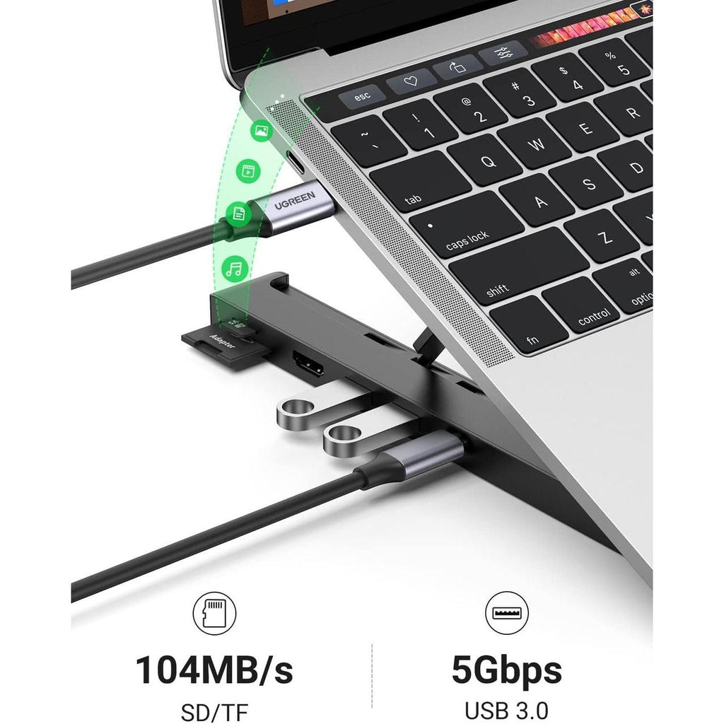UGREEN USB-C to 2*USB3.0+HDMI+SD+TF Card Reader Docking Station - CM359