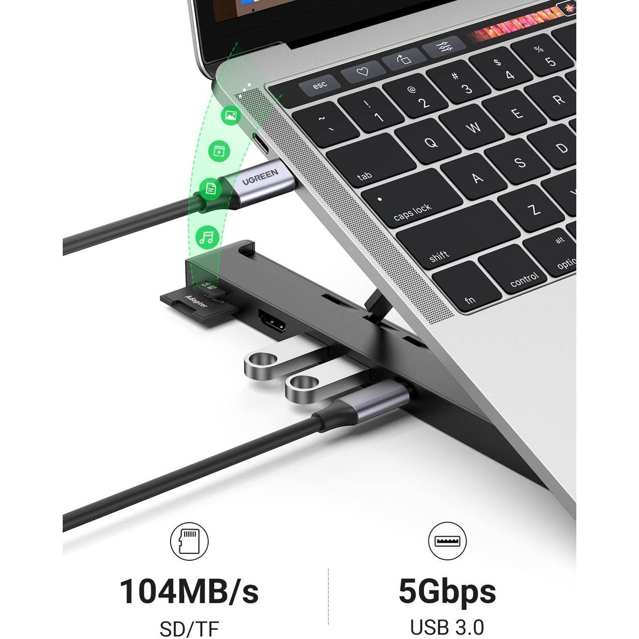 UGREEN USB-C to 2*USB3.0+HDMI+SD+TF Card Reader Docking Station - CM359