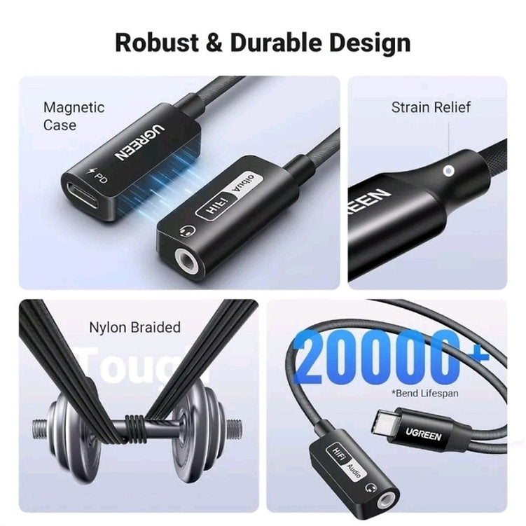 UGREEN USB-C to 3.5mm Audio Adapter with Power Delivery - CM721