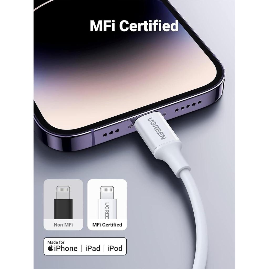 UGREEN USB-C to Lightning Cable M/M Nickel Plating ABS Shell 1.5m White - US171