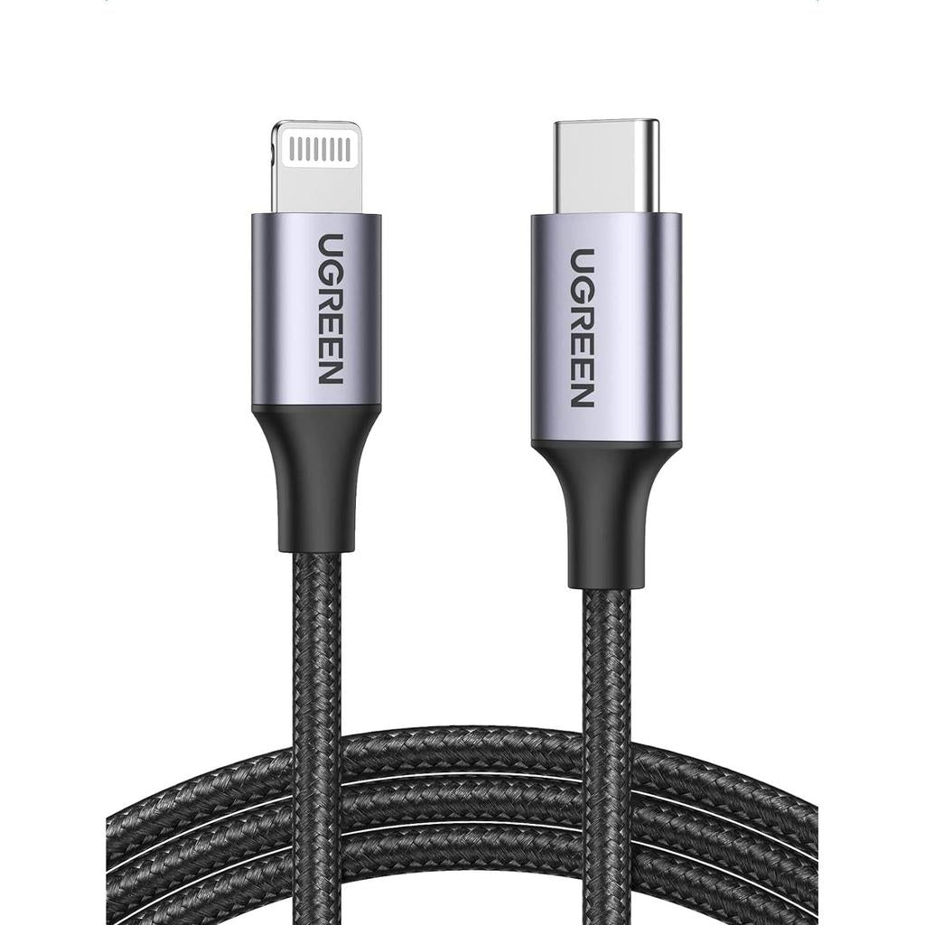 UGREEN USB-C to Lightning M/M Cable Aluminum Shell Braided 1m Black - US304