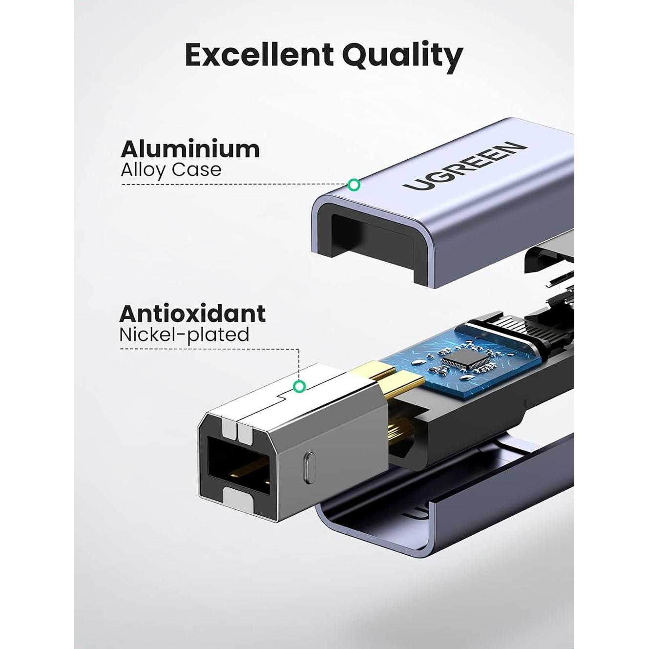 UGREEN USB2.0 USB-C/F to USB2.0 B/M Adapter Aluminum Case US382