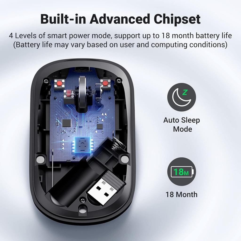 UGREEN Ultra Slim Portable Wireless Mouse (Black)-MU001