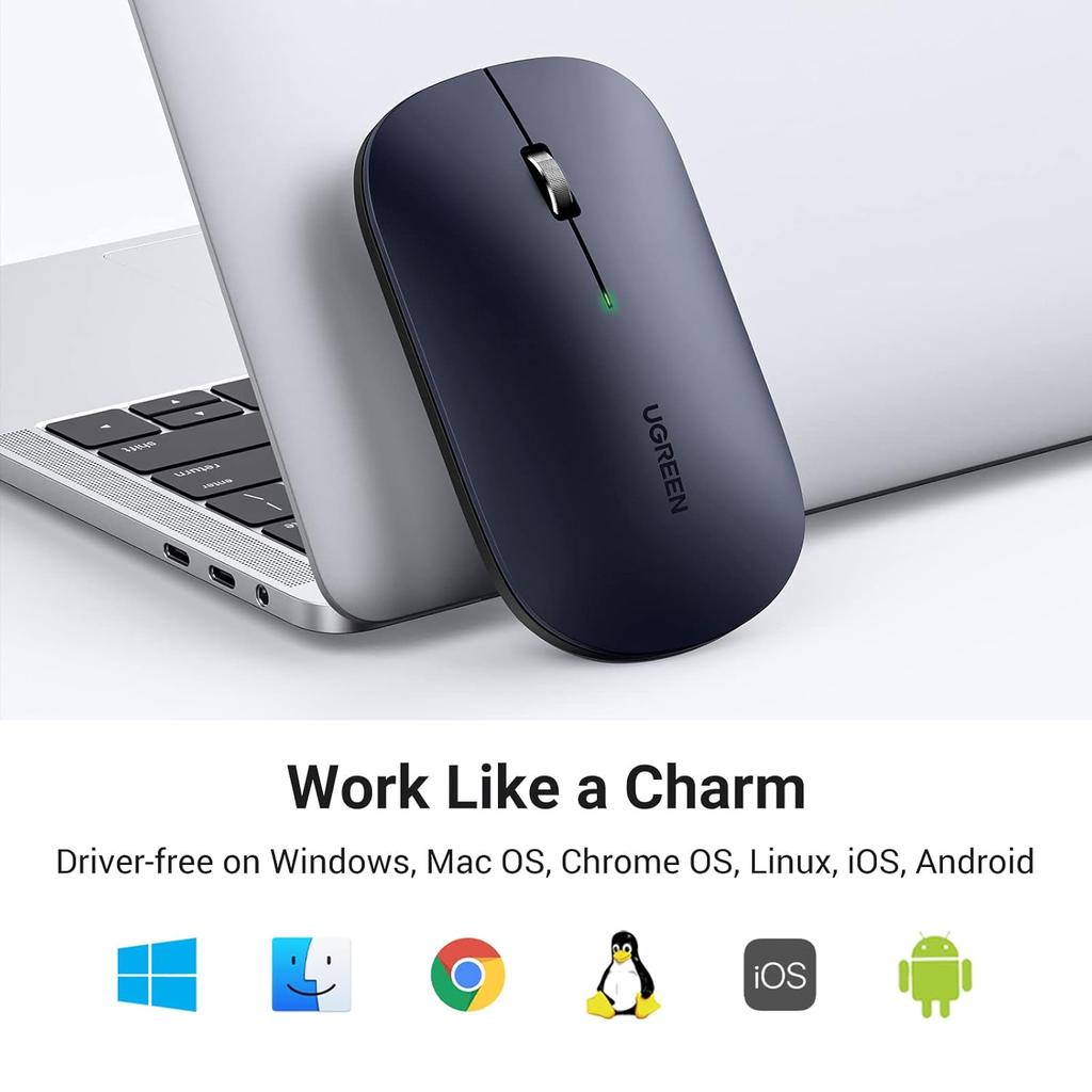 UGREEN Ultra Slim Portable Wireless Mouse (Black)-MU001