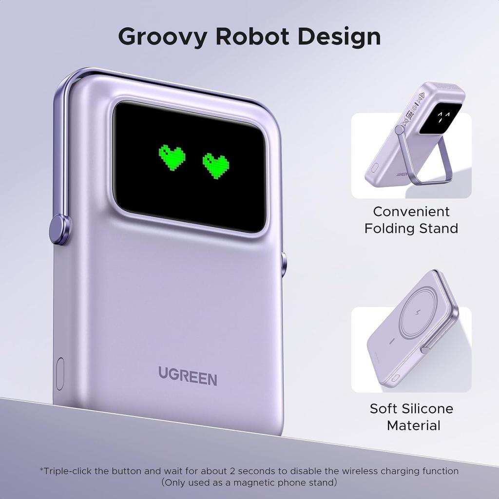 UGREEN Uno Magnetic Wireless Power Bank   10000mAh 20W Purple - PB572