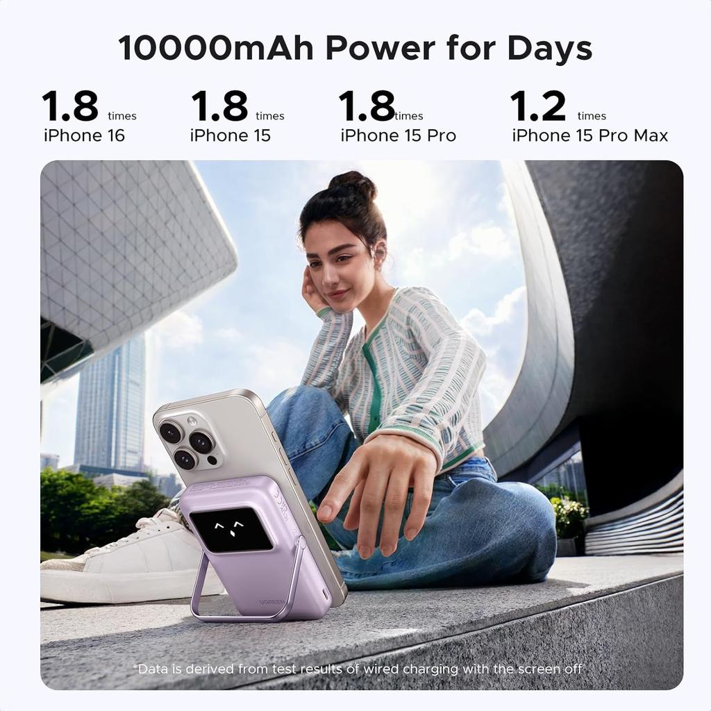 UGREEN Uno Magnetic Wireless Power Bank   10000mAh 20W Purple - PB572
