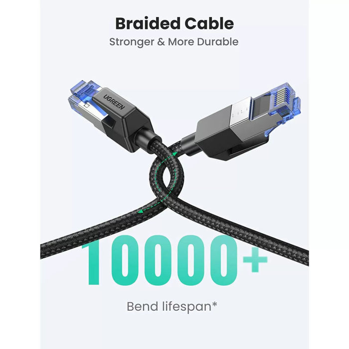 UGREEN Cat8 Pure Copper Ethernet Cable Braided 10m (Black) NW153