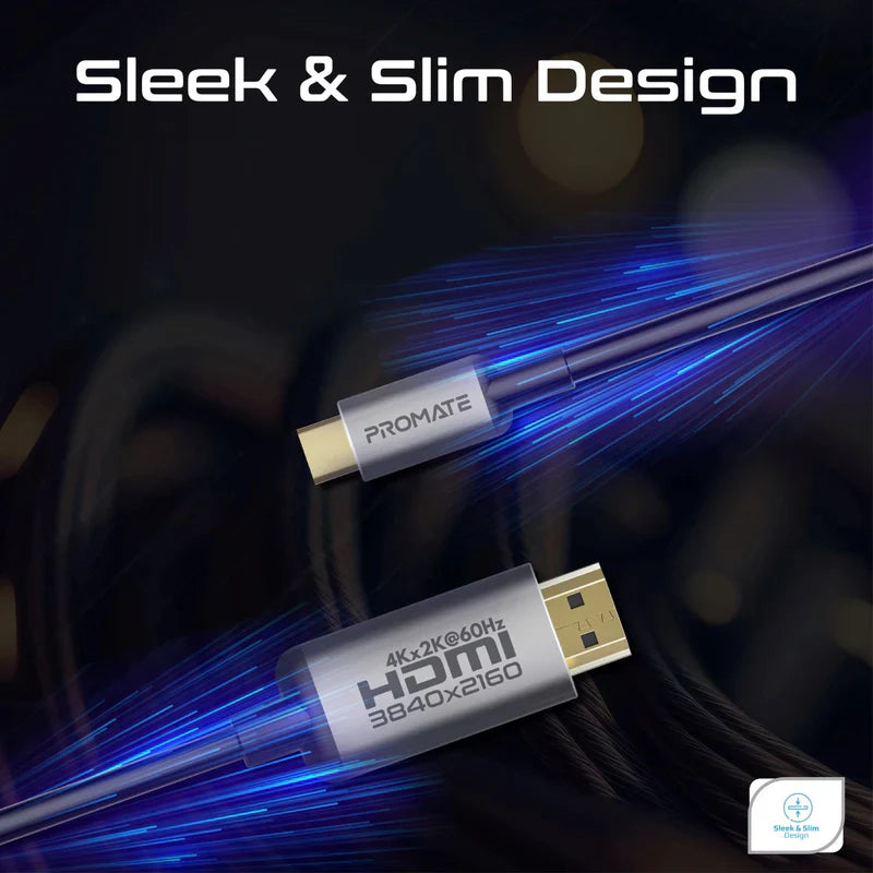 Promate USB-C to HDMI Audio Video Cable with UltraHD Support