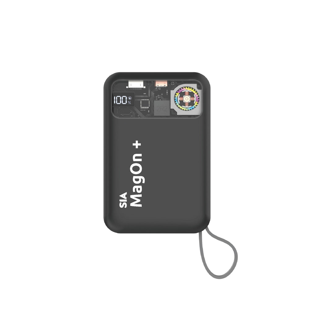 SIA Magnetic 10000mAh Power Bank | RGB Fan | PD 20W | 15W Wireless – Gray