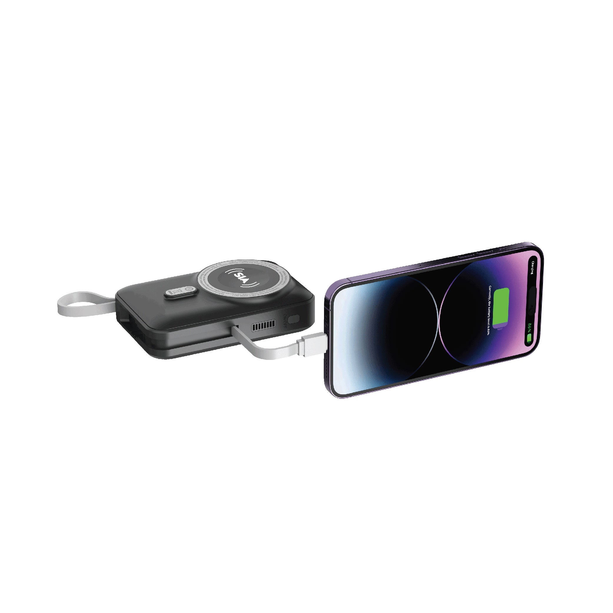 SIA Magnetic 10000mAh Power Bank | RGB Fan | PD 20W | 15W Wireless – Gray