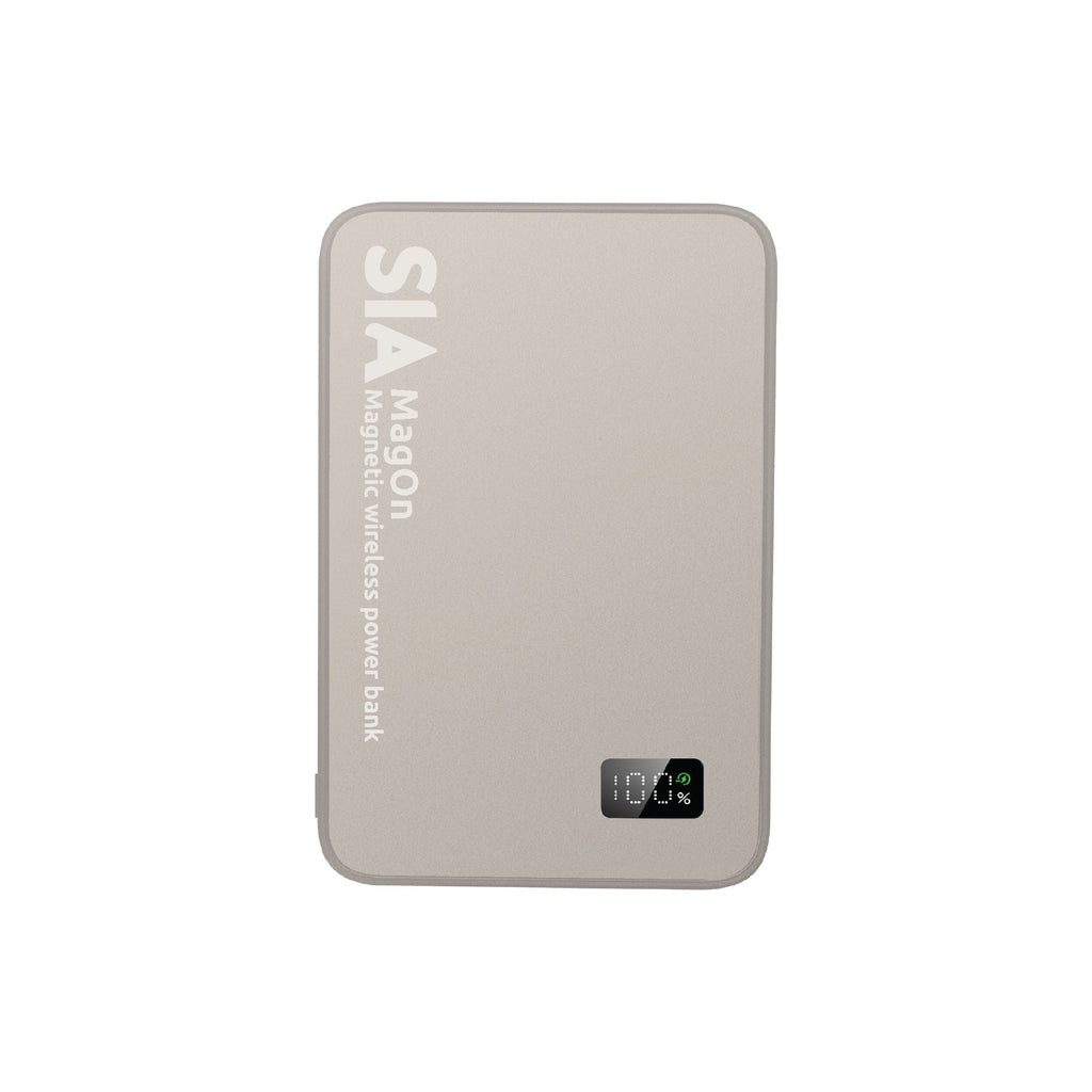 SIA MagOn Magnetic power bank metal Body PD 20W -Wireless Charging 15W5000Mah natural Titanume
