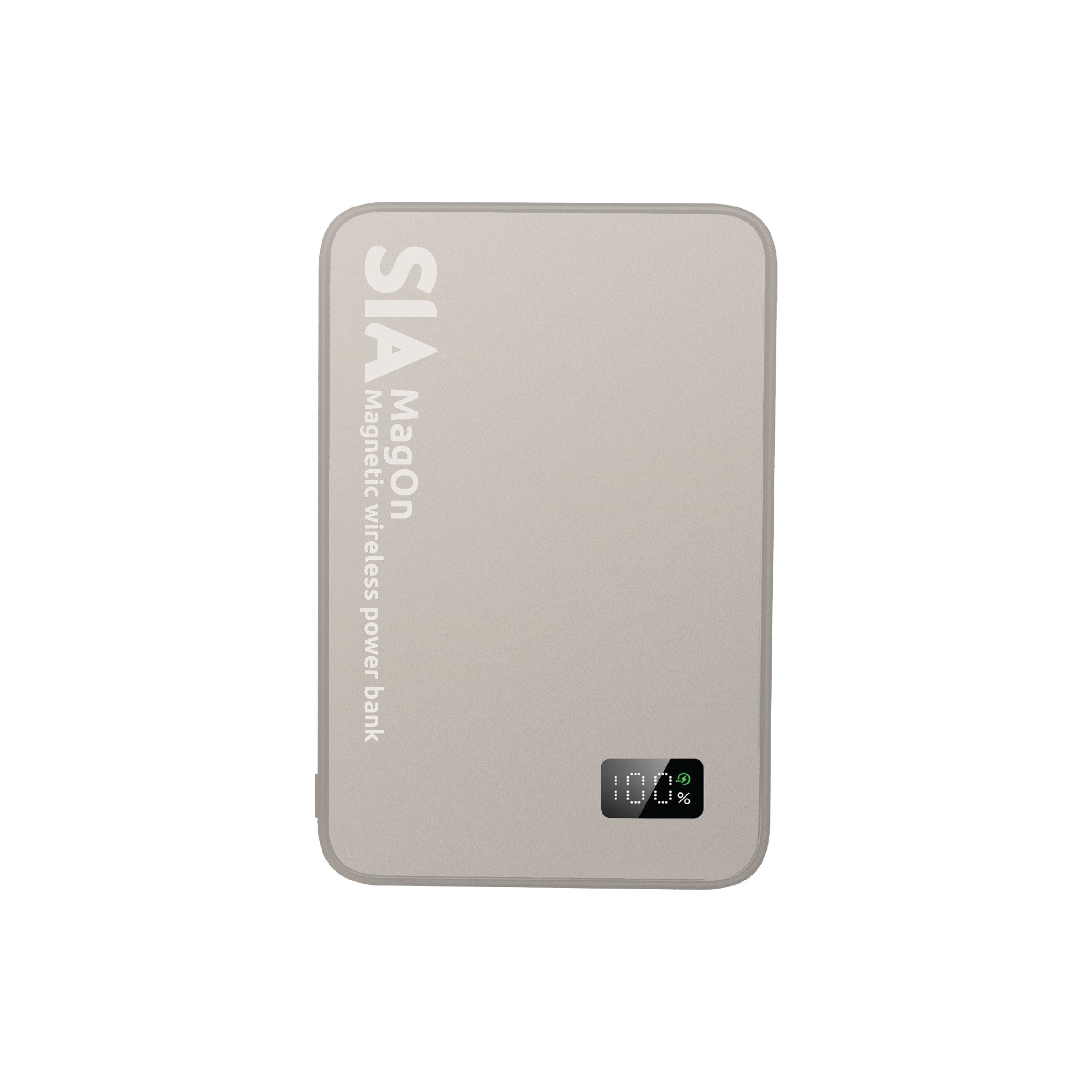 SIA MagOn Magnetic power bank metal Body PD 20W -Wireless Charging 15W5000Mah natural Titanume
