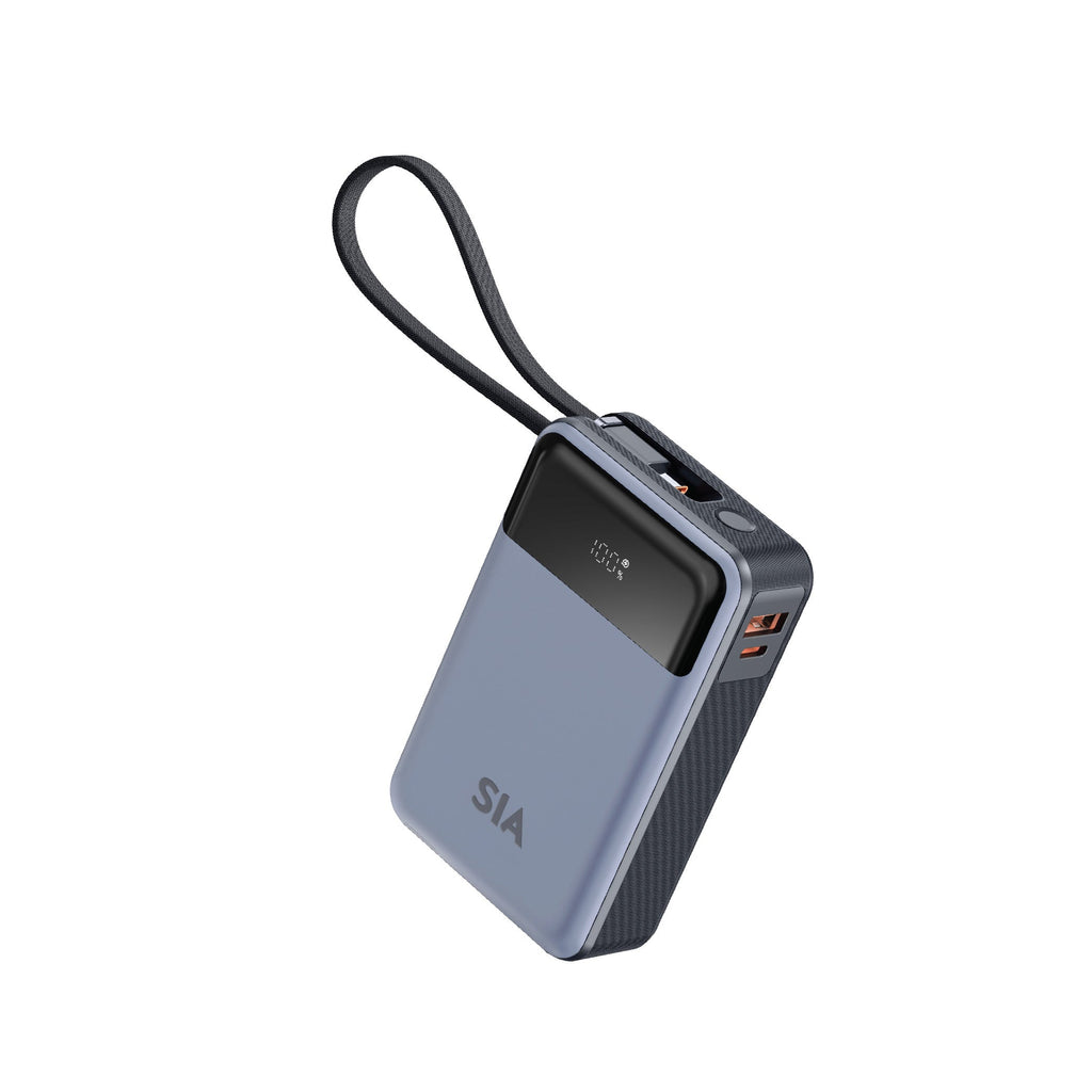 SIA Volt Link SIPB65WTC-GR POWER BANK 20K Mah 65W PD/PPS/QC  WITH BUILT IN TYPE-C CABLE GRAY