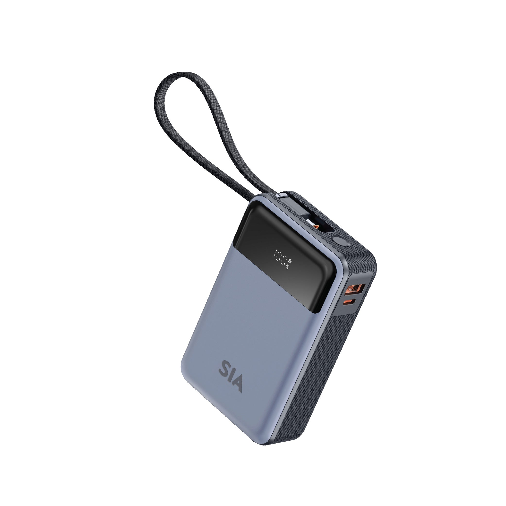 SIA Volt Link SIPB65WTC-GR POWER BANK 20K Mah 65W PD/PPS/QC  WITH BUILT IN TYPE-C CABLE GRAY