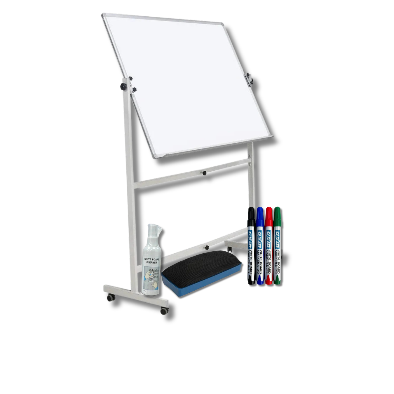 Double Sided Magnetic Whiteboard With Stand 90 x 180 Cm Bundle
