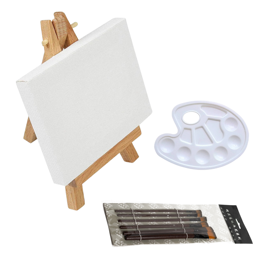 Canvas With Stand 25 X 25 Cm Combo Set Including Brush and Palette