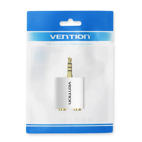Vention BDAW0 3.5mm Male to Dual 3.5mm Female Audio Adapter Silver Metal