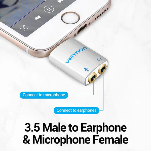 Vention BDBW0 3.5mm Audio Splitter Adapter Silver Metal