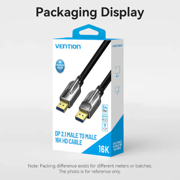 Vention Display Port 2.1 Male to Male 16K HD Cable 3M Cotton Braided Black