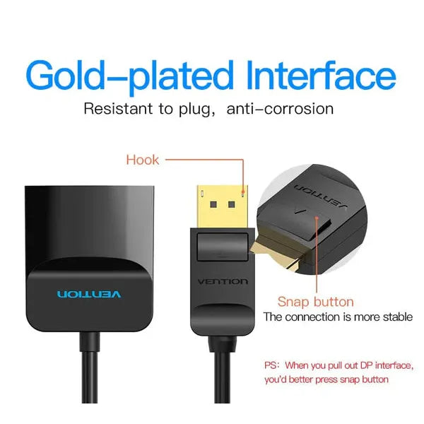Vention Display Port to HDMI Converter 0.15M Black