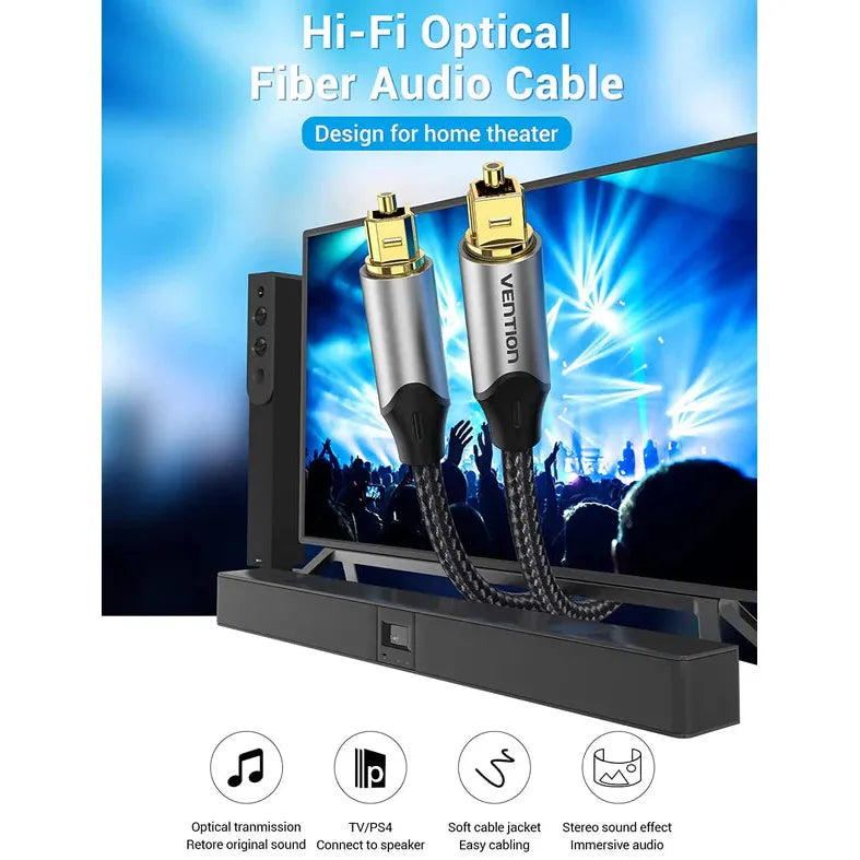 Vention Optical Fiber Audio Cable 3M Aluminum Alloy Type Gray