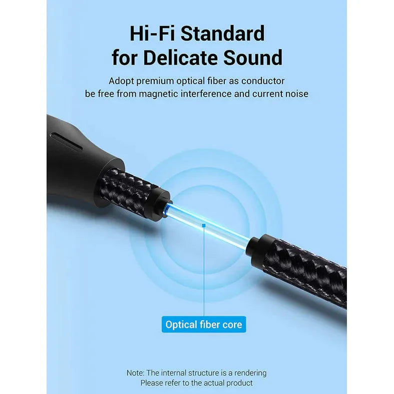 Vention Optical Fiber Audio Cable 2M Aluminum Alloy Type Gray