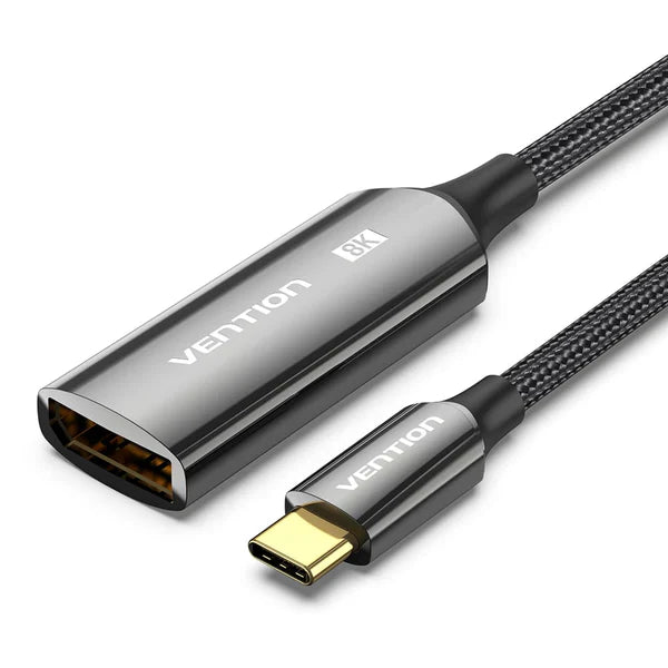 Vention USB-C to DisplayPort 8K Converter 0.25M Black Zinc Alloy