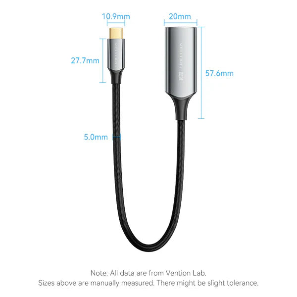 Vention USB-C to HDMI 4K Converter 0.25M Black Zinc Alloy