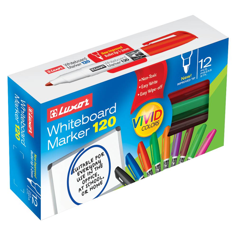 Luxor- Whiteboard Marker 120Neo- 12 Assorted Marker (1-2Mm)