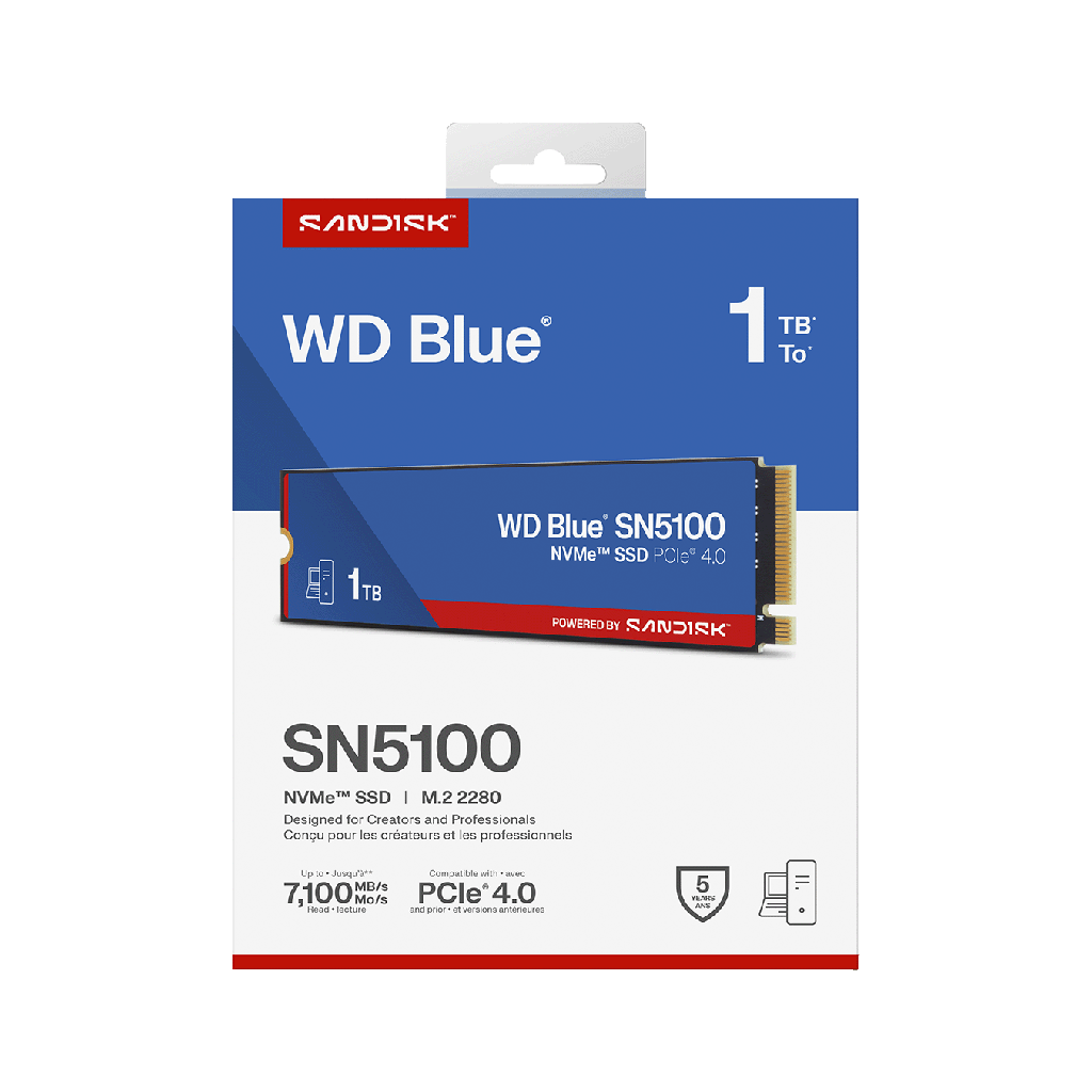 WD Blue SN5100 NVMe SSD - 1TB / Up to 7100MB/s / M.2 2280 / PCIe Gen4 x4 - SSD