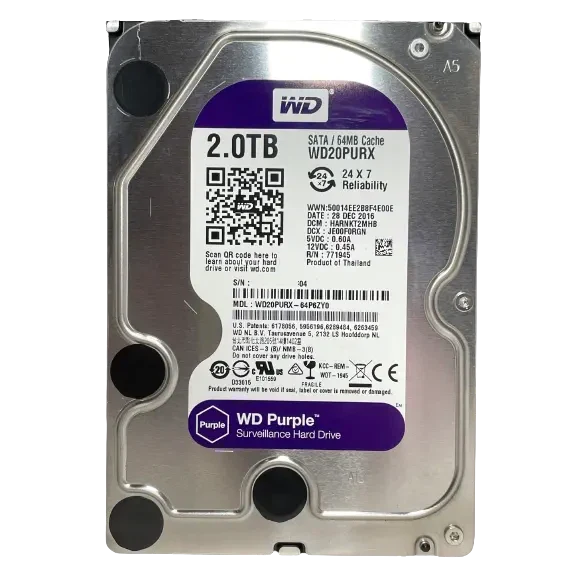 WD Purple 2TB Surveillance Hard Disk Drive - 5400 RPM Class SATA 6Gb/s 64MB Cache 3.5 Inch WD23PURZ