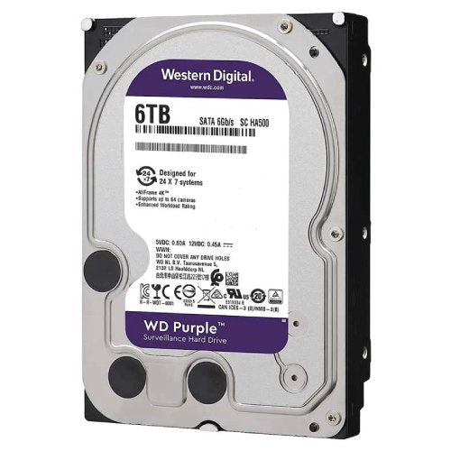 WD Purple 6TB Surveillance Hard Disk Drive - 5400 RPM Class SATA 6Gb/s 64MB Cache 3.5 Inch WD64PURZ