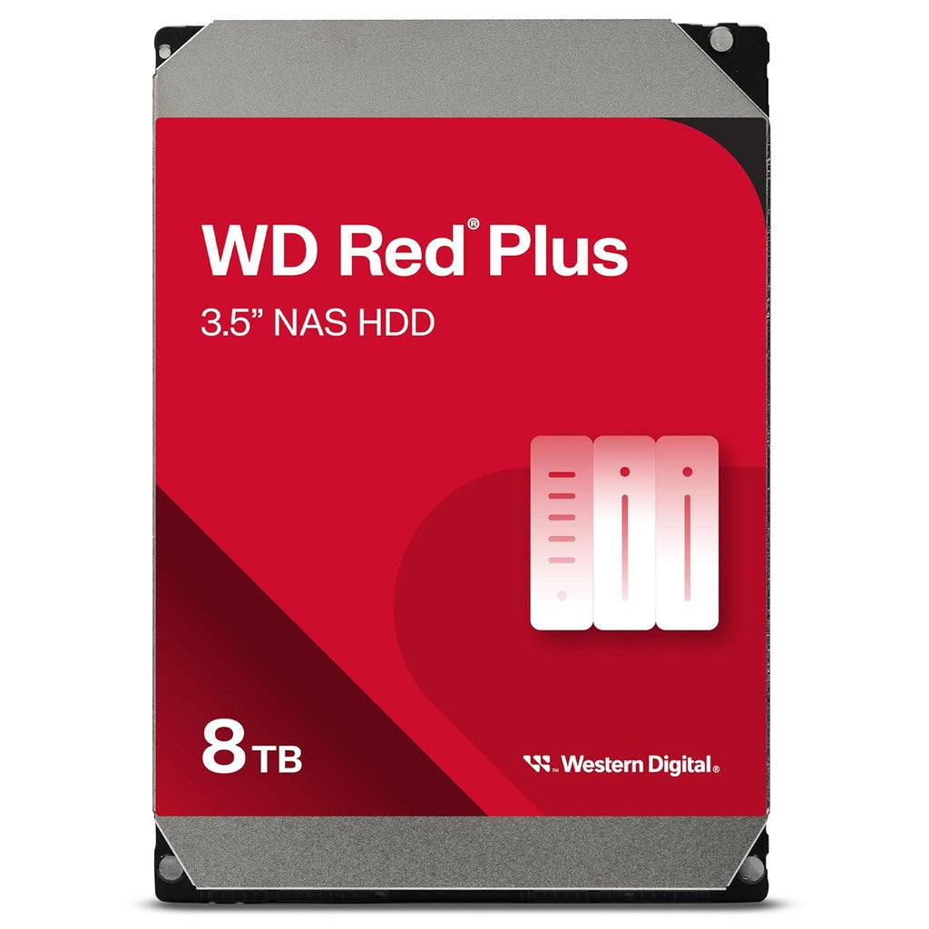 WD Red Plus 8TB NAS Hard Drive - 5400 RPM Class SATA 6Gb/s, CMR, 128MB Cache, 3.5 Inch - WD80EFPX