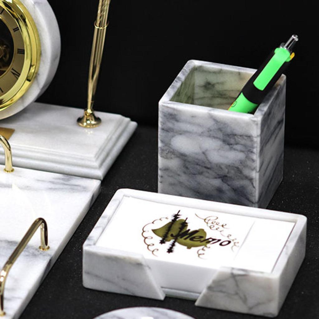 White Marble Deskset