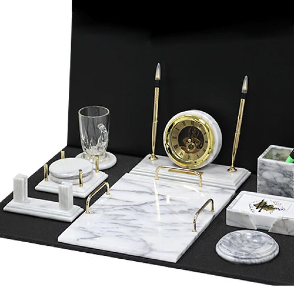 White Marble Deskset