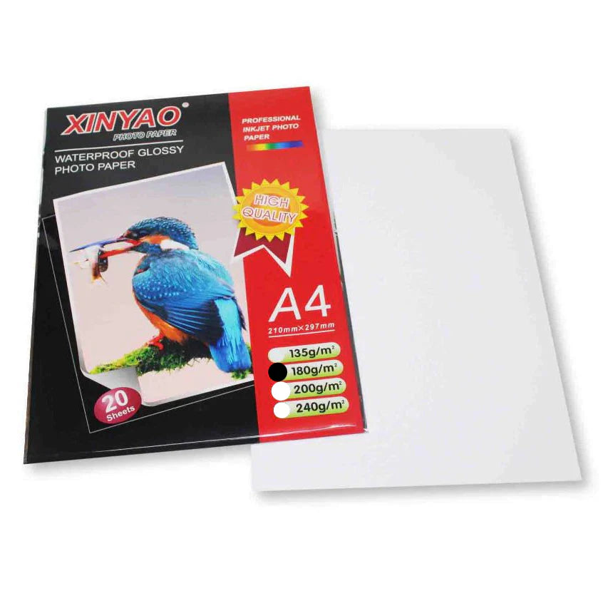 XINYAO 20 Sheets A4 Size waterproof glossy photo paper - 180 GSM