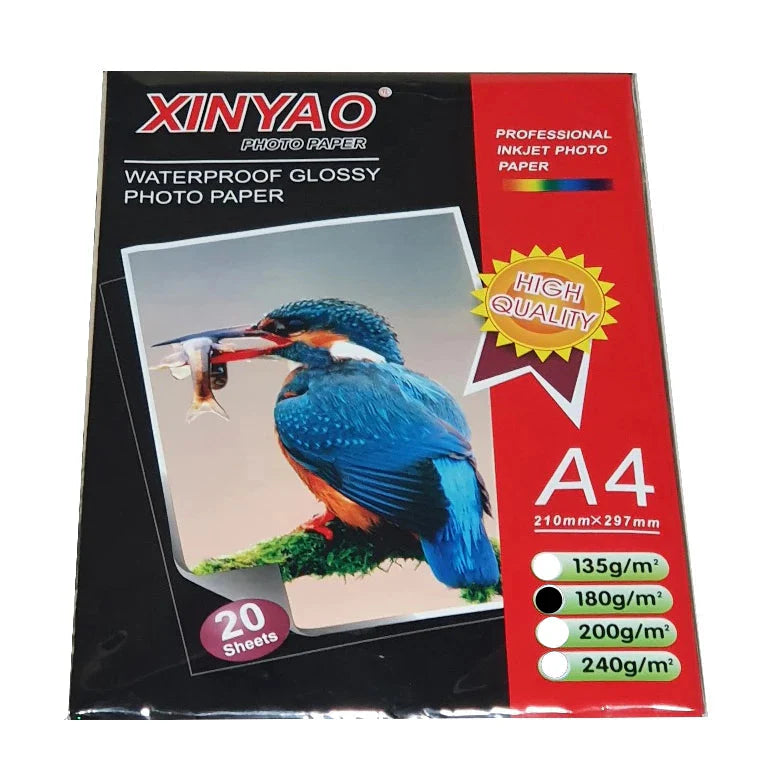 XINYAO 20 Sheets A4 Size waterproof glossy photo paper - 180 GSM
