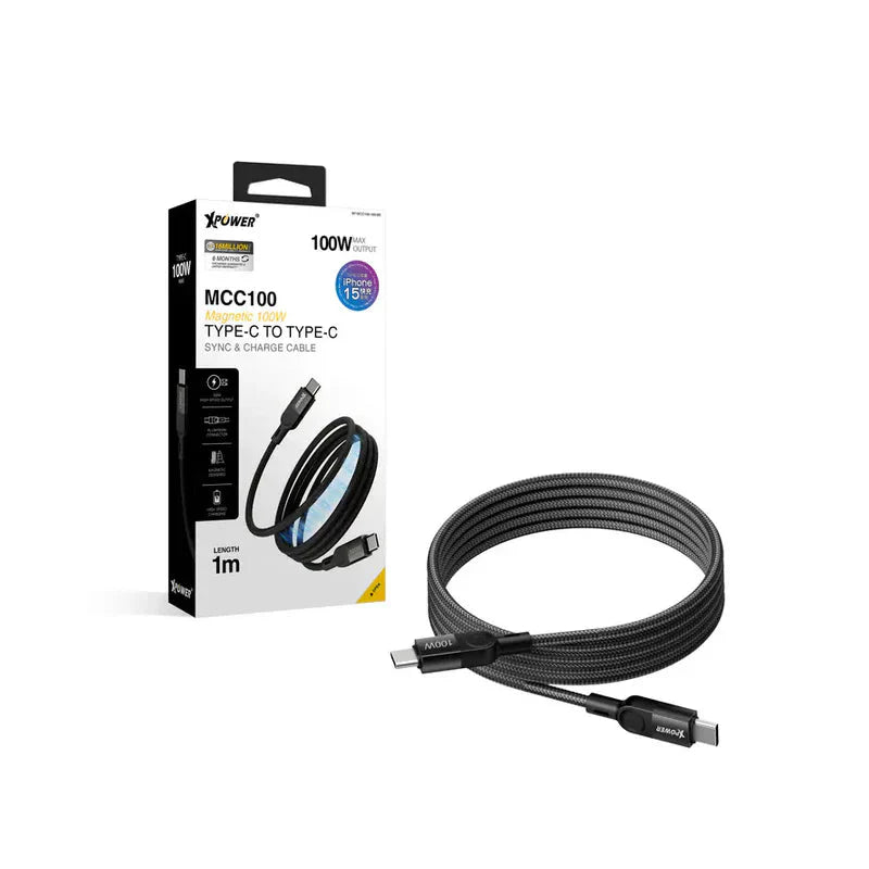 XPower MCC100 Magnetic Cable - 1 Meter / 100W / Type-C / Black