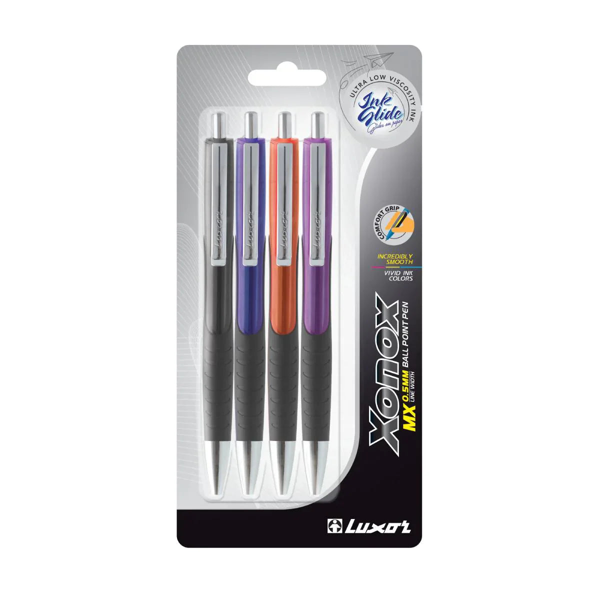 Luxor- Xonox Ball Point Pen - Assorted Colors (0.5Mm) - Packet Of 4 Pens