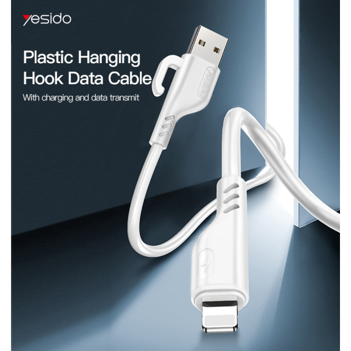 YESIDO CA105 8 Pin Charging Data Cable with Hook - Black