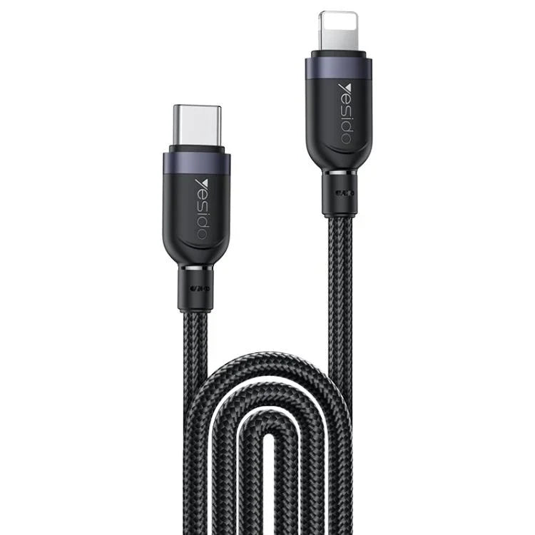 Yesido 27W Type-C to Lightning Data Cable – 3m Black)