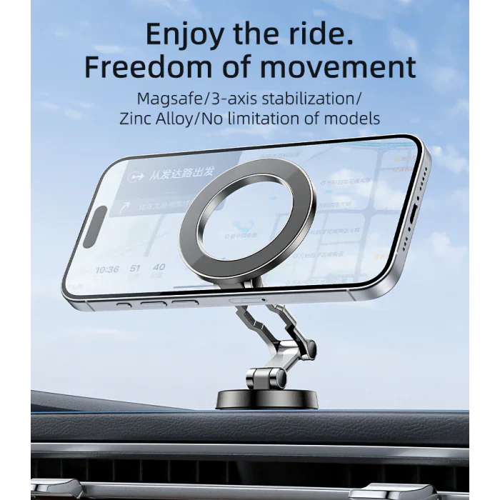 Yesido 360° Magnetic Phone Holder – 3-Axis Stabilization, Zinc Alloy Body
